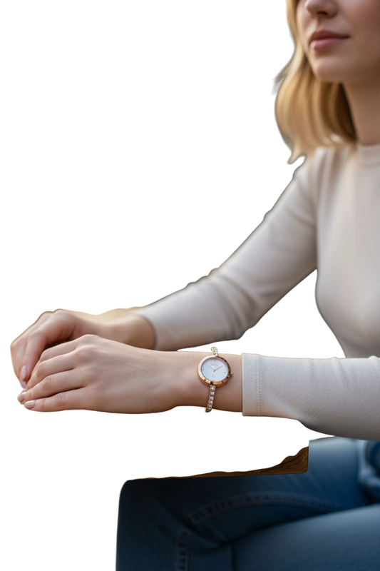 OpsObjects Orologio Donna Elegante Bracciale Cristalli Quadrante Bianco Stile Gioiello