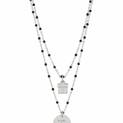 Collana Donna 10BuoniPropositi Doppio Filo Acciaio Ciondolo Frase Charm
