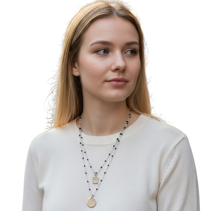 Collana Donna 10BuoniPropositi Doppio Filo Acciaio Ciondolo Frase Charm