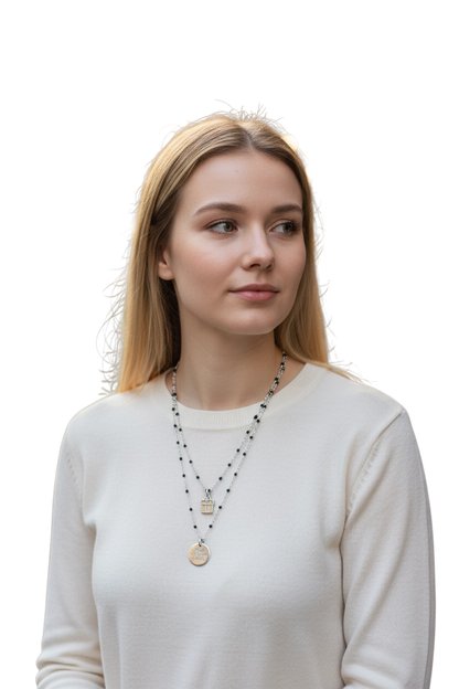 10BuoniPropositi Collana doppio filo in acciaio con ciondolo frase e charm regalo