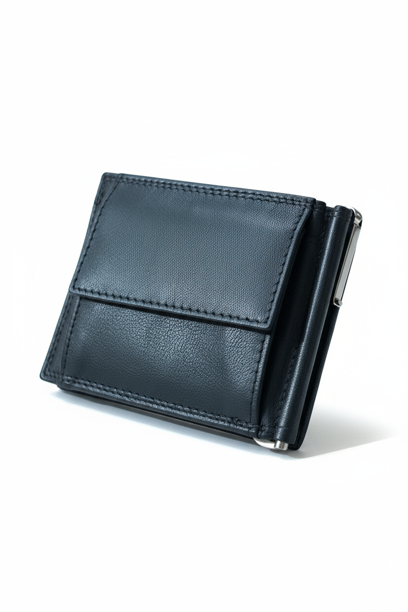 NUOVO Regina Schrecker Portafoglio Uomo Vera Pelle Clip Fermabanconote Elegante