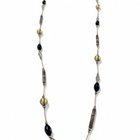 Collana Donna Shelly Rame Pietra Dura Perle Oro Nero Grigio Sautoir