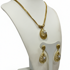 Parure Donna Shelly Dorata Perla Pendente Cristalli Collana Orecchini Set