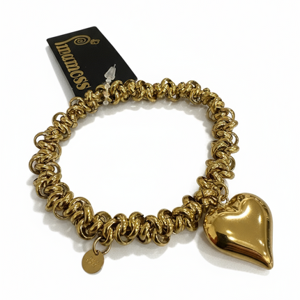Bracciale Donna Elastico Catena Spirale Cuore Oro Acciaio Anallergico