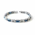 Bracciale Uomo Acciaio 316L Blu Silver Sportivo Regolabile 21cm Design