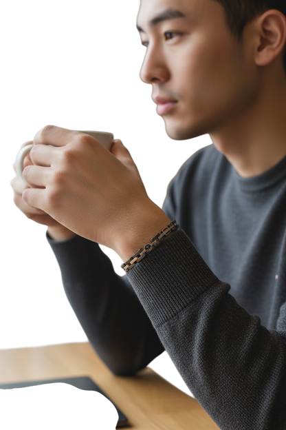Bracciale uomo acciaio nero e silver con ancora – moderno, regolabile 21 cm