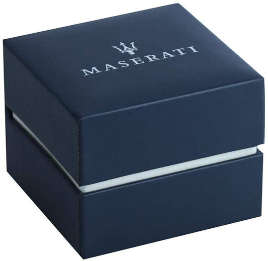 Bracciale in acciaio e pelle nera con logo MASERATI per uomo