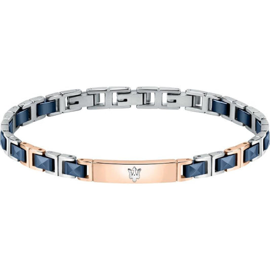 BRACCIALE BRACCIALETTO ACCIAIO CERAMICA LOGO MASERATI UOMO