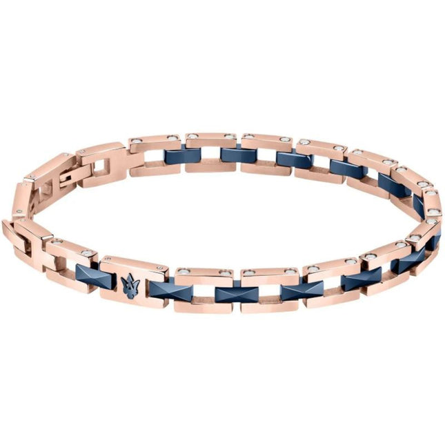 Bracciale Uomo Maserati Acciaio 316L Ceramica Blu Bicolore JM422ATZ15