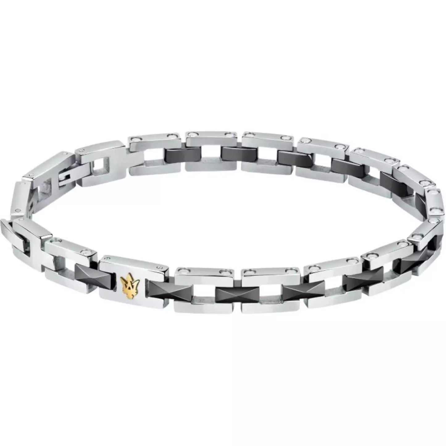 Maserati Bracciale Braccialetto Da Uomo In Acciaio e Ceramica Logo Sottocosto