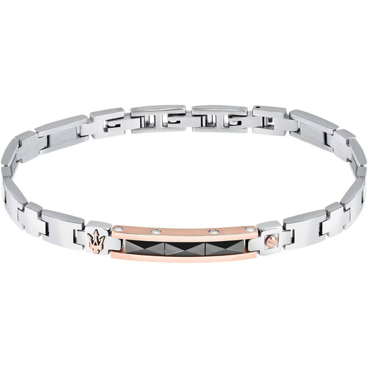 BRACCIALE BRACCIALETTO ACCIAIO CERAMICA LOGO MASERATI UOMO