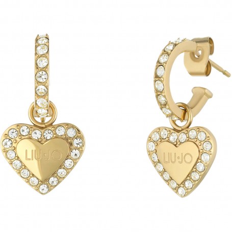 LiuJo Orecchini Pendenti Per Donna In Acciaio Colore Oro Con Cuore Lj1555