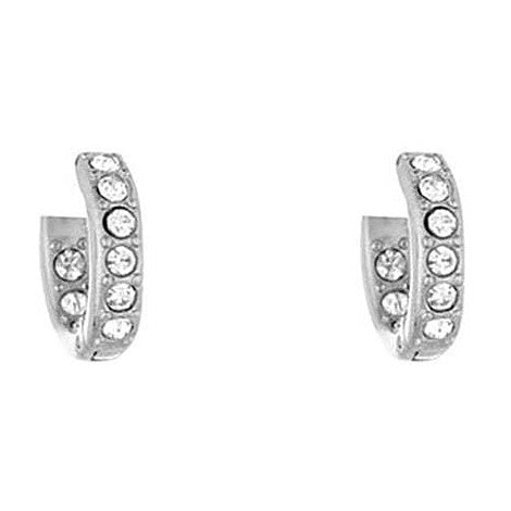 Orecchini Donna Liu Jo LJ1829 Cerchio Acciaio Silver Cristalli 1,5cm