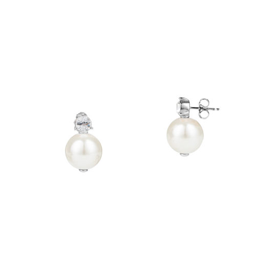 Orecchini Donna Liu Jo LJ2162 Punto Luce con Perla Sintetica e Zircone Argento