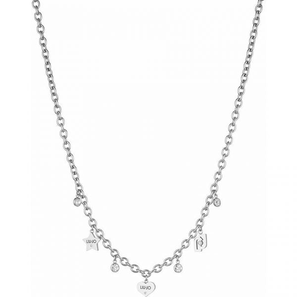 Collana Donna Liu Jo LJ1648 Acciaio Argento Ciondoli Cristalli 40cm