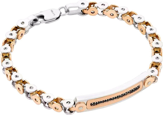 Bracciale uomo gioielli LIUJO acciaio bicolore 22 cm
