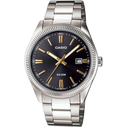 Orologio Uomo CASIO MTP-1302D-1A2VDF Acciaio Analogico Nero Oro 50m