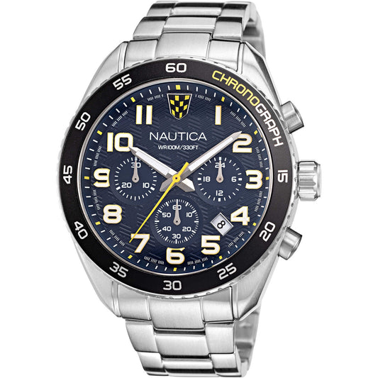 Nautica Orologio Cronografo In Acciaio Per Uomo Sportivo Blu Quarzo Sconto 30%
