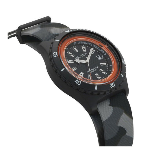 Orologio da polso da uomo con cassa in acciaio inox e cinturino in silicone Nautica