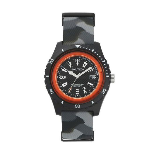 Orologio da polso da uomo con cassa in acciaio inox e cinturino in silicone Nautica