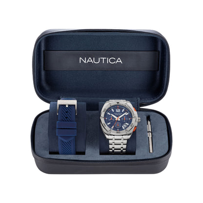 Nautica Orologio Cronografo Acciaio Sportivo Sub Uomo Cofanetto Sconto 35%