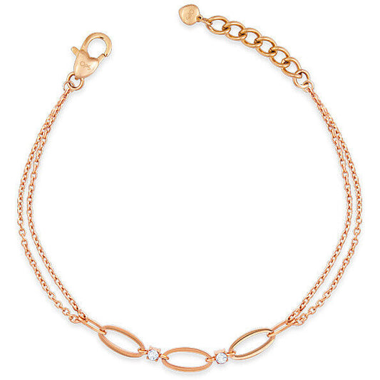 Bracciale  donna in acciaio rosa con cristalli doppio filo OpsObjects Crystal OPSBR791