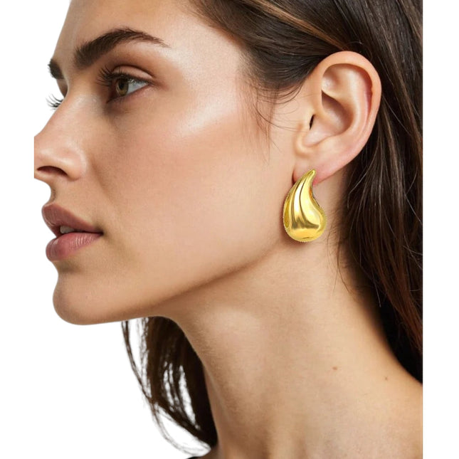NUOVO Orecchini Donna Lobo Goccia Oro Design Scultoreo Elegante Chic Stile