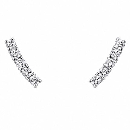 Orecchini Donna Shelly Ear Climber Barra Zirconi 6 Pietre 2,5cm Argento Oro