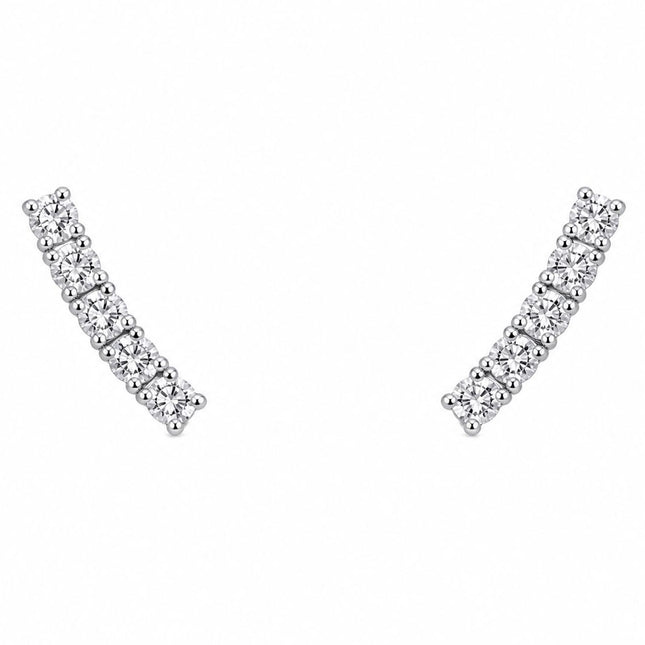 Orecchini Donna Shelly Ear Climber Barra Zirconi 6 Pietre 2,5cm Argento Oro