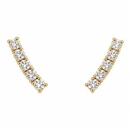 Orecchini Donna Shelly Ear Climber Barra Zirconi 6 Pietre 2,5cm Argento Oro