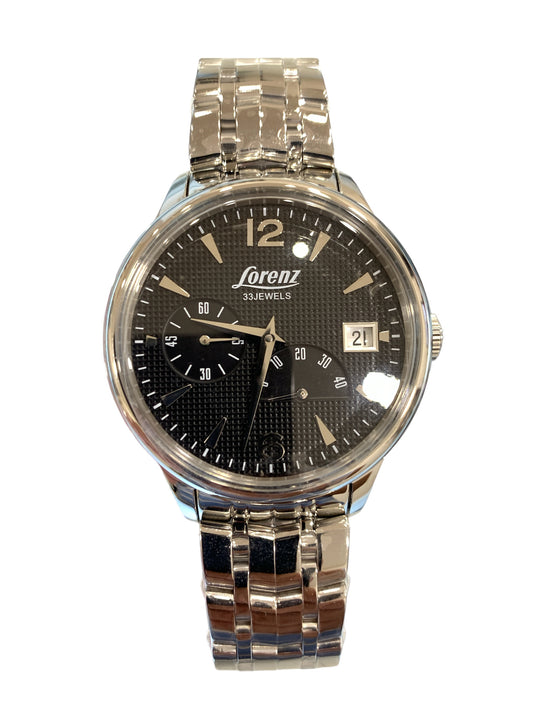 Orologio automatico riserva di carica acciaio data LORENZ nero uomo 30160BB