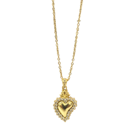 Collana donna con Cuore Sacro donna acciaio Galvanica oro Steel