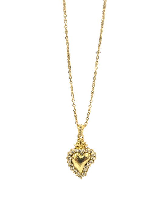 Collana donna con Cuore Sacro donna acciaio Galvanica oro Steel MF