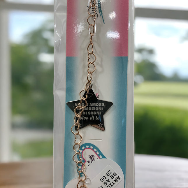 Bracciale Donna Argento Rosa Le Scritte Stella Scritta Romantica