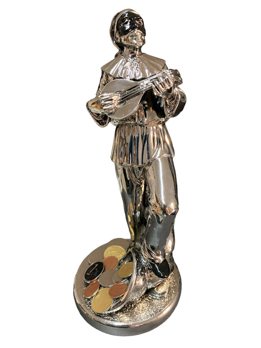 Pulcinella in lamina argento statuetta portafortuna maschera sottocosto