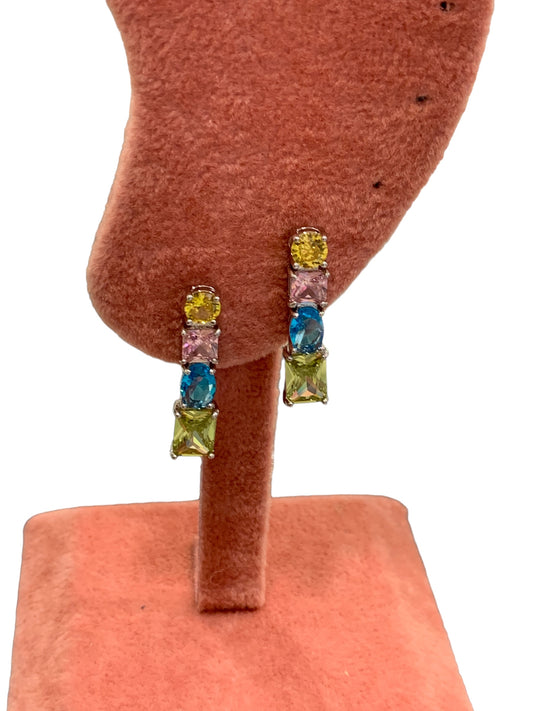 Orecchini pendenti per donna in ottone e zircone multicolor MF