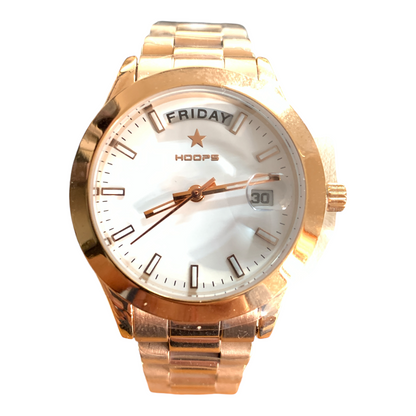 Hoops Orologio Al Quarzo In Acciaio Rosa Modello Day Date Donna