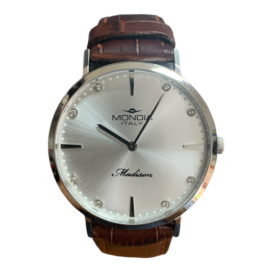 Mondia Zenith Orologio Al Quarzo Bracciale In Pelle Marrone Coccodrillo Sconto 50%