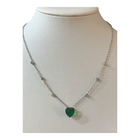 Collana Donna Acciaio Pendente Cuore Cristallo Verde 45cm