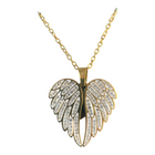 Collana Girocollo Donna Acciaio Dorato Doppio Ciondolo Ali Cuore 45cm