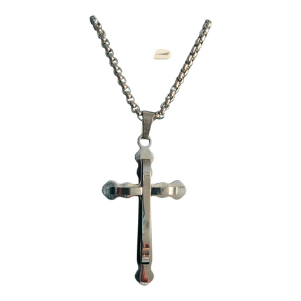 Collana In Acciaio Da Uomo Con Ciondolo Croce 50 cm Mf