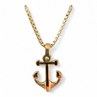 Collana Uomo Acciaio Dorato Ciondolo Ancora 50cm Anallergico