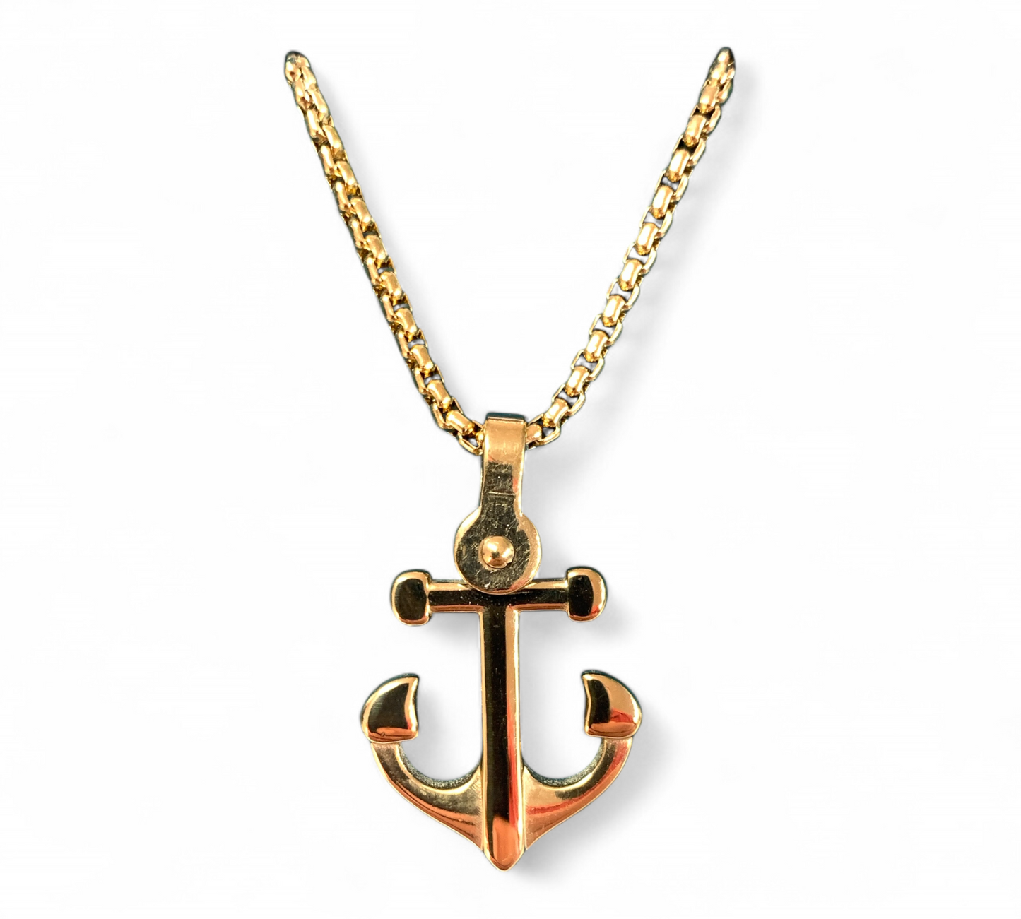 Collana In Acciaio Dorato Da Uomo Con Ciondolo Ancora Mf 50 cm