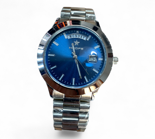 Hoops Orologio Uomo In Acciaio Quarzo Quadrante Blu Day Date Sconto 50%