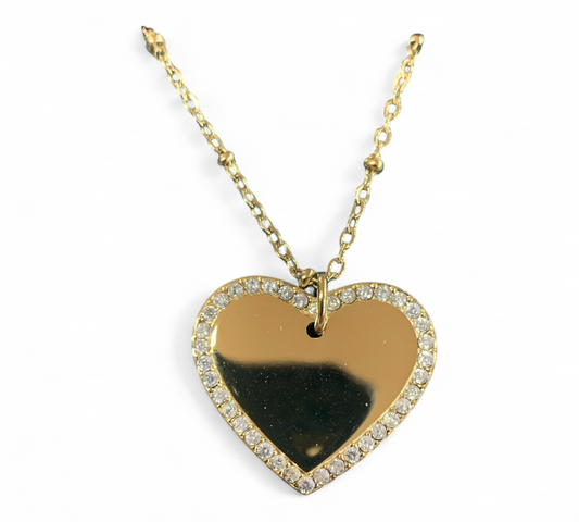 Collana In Acciaio Dorato Da Donna Con Ciondolo Cuore 3 cm Mf