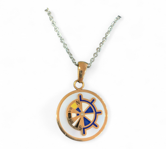Collana In Acciaio Da Uomo Con Ciondolo Gold E Smalto Mf