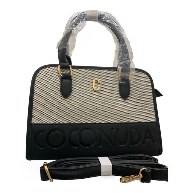 COCONUDA borsa donna bauletto nero panna con tracolla regolabile elegante