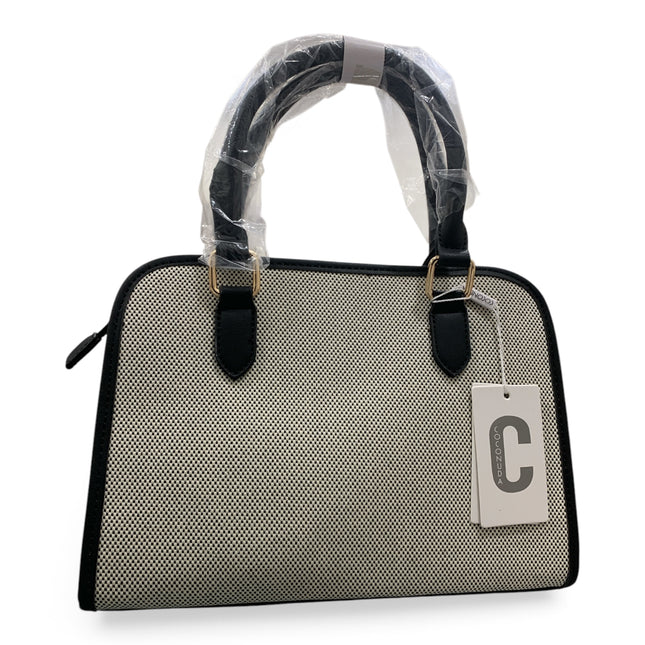 COCONUDA borsa donna bauletto nero panna con tracolla regolabile elegante