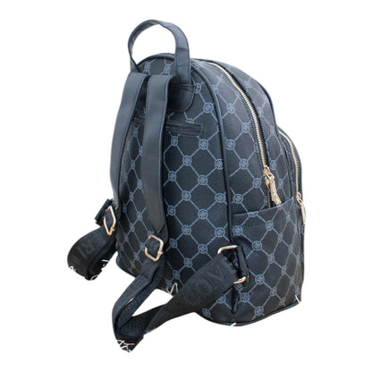 Zaino Zainetto Enrico Coveri World In Ecopelle Nero Monogramma Spallacci Cerniera