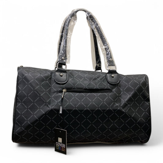 Borsa Borsone Enrico Coveri World Da Viaggio Ecopelle Nera Monogramma Cerniera